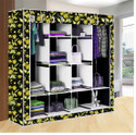 Etoly 12 Shelf Foldable Collapsible Wardrobe Storage Organizer Almirah Cloth Rack PC Collapsible Wardrobe (Finish Color - Daisy Floral Black -26, DIY(Do-It-Yourself))