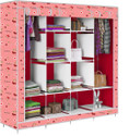 Etoly 12 Shelf Foldable Collapsible Wardrobe Storage Organizer Almirah Cloth Rack PC Collapsible Wardrobe (Finish Color - Cherry Red -10, DIY(Do-It-Yourself))
