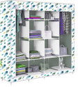 Etoly 12 Shelf Foldable Collapsible Wardrobe Storage Organizer Almirah Cloth Rack PC Collapsible Wardrobe (Finish Color - Peacock Feather Grey -20, DIY(Do-It-Yourself))
