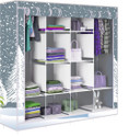Etoly 12 Shelf Foldable Collapsible Wardrobe Storage Organizer Almirah Cloth Rack PC Collapsible Wardrobe (Finish Color - Grey -13, DIY(Do-It-Yourself))