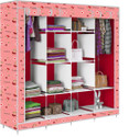 Etoly 12 Shelf Foldable Collapsible Wardrobe Storage Organizer Almirah Cloth Rack PC Collapsible Wardrobe (Finish Color - Cherry Red -10, DIY(Do-It-Yourself))