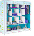 Etoly 12 Shelf Foldable Collapsible Wardrobe Storage Organizer Almirah Cloth Rack PC Collapsible Wardrobe (Finish Color - Sky Blue7, DIY(Do-It-Yourself))