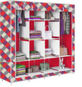 Etoly 12 Shelf Foldable Collapsible Wardrobe Storage Organizer Almirah Cloth Rack PC Collapsible Wardrobe (Finish Color - Diamond Wall Red -23, DIY(Do-It-Yourself))