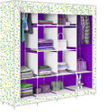 Etoly 12 Shelf Foldable Collapsible Wardrobe Storage Organizer Almirah Cloth Rack PC Collapsible Wardrobe (Finish Color - Leaf print Green -25, DIY(Do-It-Yourself))