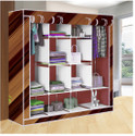 Etoly 12 Shelf Foldable Collapsible Wardrobe Storage Organizer Almirah Cloth Rack PC Collapsible Wardrobe (Finish Color - Brown -14, DIY(Do-It-Yourself))