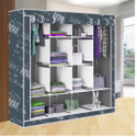 Etoly 12 Shelf Foldable Collapsible Wardrobe Storage Organizer Almirah Cloth Rack PC Collapsible Wardrobe (Finish Color - Grey -12, DIY(Do-It-Yourself))