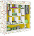 Etoly 12 Shelf Foldable Collapsible Wardrobe Storage Organizer Almirah Cloth Rack PC Collapsible Wardrobe (Finish Color - Warm Flower Yellow -32, DIY(Do-It-Yourself))
