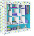 Etoly 12 Shelf Foldable Collapsible Wardrobe Storage Organizer Almirah Cloth Rack PC Collapsible Wardrobe (Finish Color - Colorful Leaves Blue -30, DIY(Do-It-Yourself))