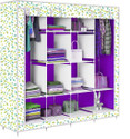 Etoly 12 Shelf Foldable Collapsible Wardrobe Storage Organizer Almirah Cloth Rack PC Collapsible Wardrobe (Finish Color - Leaf print Green -25, DIY(Do-It-Yourself))