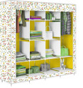 Etoly 12 Shelf Foldable Collapsible Wardrobe Storage Organizer Almirah Cloth Rack PC Collapsible Wardrobe (Finish Color - Warm Flower Yellow -32, DIY(Do-It-Yourself))