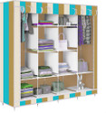 Etoly 12 Shelf Foldable Collapsible Wardrobe Storage Organizer Almirah Cloth Rack PC Collapsible Wardrobe (Finish Color - Beige -17, DIY(Do-It-Yourself))