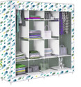 Etoly 12 Shelf Foldable Collapsible Wardrobe Storage Organizer Almirah Cloth Rack PC Collapsible Wardrobe (Finish Color - Peacock Feather Grey -20, DIY(Do-It-Yourself))