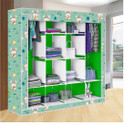 Etoly 12 Shelf Foldable Collapsible Wardrobe Storage Organizer Almirah Cloth Rack PC Collapsible Wardrobe (Finish Color - Rabbit Print Green -22, DIY(Do-It-Yourself))