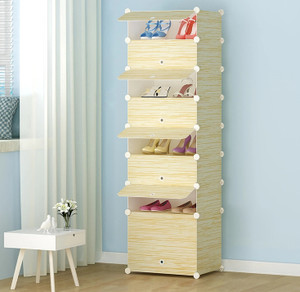 Etoly 8-Shelf-8-Door Plastic Cupboard Shoe Rack Plastic