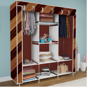etoly 8 shelf foldable collapsible wardrobe storage organizer almirah cloth rack pc collapsible wardrobe finish color - wall panel brown 14 diydo-it-yourself