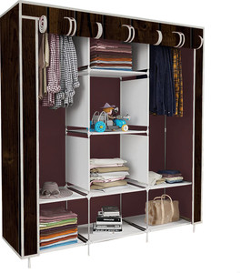 etoly 8 shelf foldable collapsible wardrobe storage organizer almirah cloth rack pc collapsible wardrobe finish color - wood print 15 diydo-it-yourself