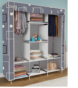 etoly 8 shelf foldable collapsible wardrobe storage organizer almirah cloth rack pc collapsible wardrobe finish color - awesome box print 24 diydo-it-yourself
