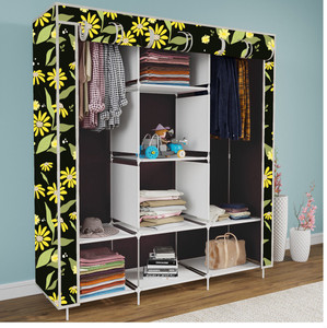 etoly 8 shelf foldable collapsible wardrobe storage organizer almirah cloth rack pc collapsible wardrobe finish color - daisy floral print 26 diydo-it-yourself