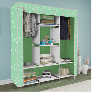 etoly 8 shelf foldable collapsible wardrobe storage organizer almirah cloth rack pc collapsible wardrobe finish color - bubbles print green 5 diydo-it-yourself