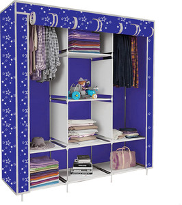 etoly 8 shelf foldable collapsible wardrobe storage organizer almirah cloth rack pc collapsible wardrobe finish color - christmas print blue 9 diydo-it-yourself