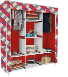 etoly 8 shelf foldable collapsible wardrobe storage organizer almirah cloth rack pc collapsible wardrobe finish color - diamond wall print 23 diydo-it-yourself