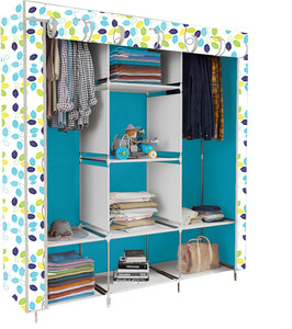 etoly 8 shelf foldable collapsible wardrobe storage organizer almirah cloth rack pc collapsible wardrobe finish color - colorful leaves 30 diydo-it-yourself