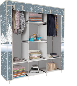etoly 8 shelf foldable collapsible wardrobe storage organizer almirah cloth rack pc collapsible wardrobe finish color - falling snow grey 13 diydo-it-yourself