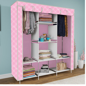 etoly 8 shelf foldable collapsible wardrobe storage organizer almirah cloth rack pc collapsible wardrobe finish color - star pattern print 28 diydo-it-yourself