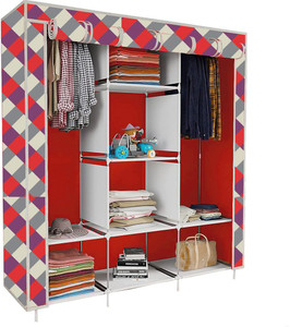 etoly 8 shelf foldable collapsible wardrobe storage organizer almirah cloth rack pc collapsible wardrobe finish color - diamond wall print 23 diydo-it-yourself