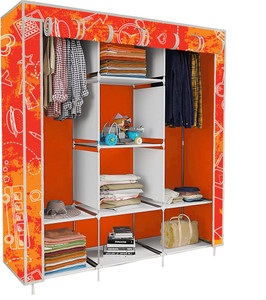 etoly 8 shelf foldable collapsible wardrobe storage organizer almirah cloth rack pc collapsible wardrobe finish color - school print 29 diydo-it-yourself