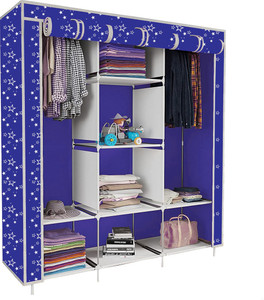 etoly 8 shelf foldable collapsible wardrobe storage organizer almirah cloth rack pc collapsible wardrobe finish color - christmas print blue 9 diydo-it-yourself