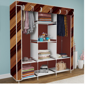 etoly 8 shelf foldable collapsible wardrobe storage organizer almirah cloth rack pc collapsible wardrobe finish color - wall panel brown 14 diydo-it-yourself