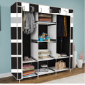 Etoly 8 Shelf Foldable Collapsible Wardrobe Storage Organizer Almirah Cloth Rack PC Collapsible Wardrobe (Finish Color - French Door print Black (6), DIY(Do-It-Yourself))
