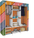 Etoly 8 Shelf Foldable Collapsible Wardrobe Storage Organizer Almirah Cloth Rack PC Collapsible Wardrobe (Finish Color - Colorful Wood print (16), DIY(Do-It-Yourself))