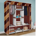Etoly 8 Shelf Foldable Collapsible Wardrobe Storage Organizer Almirah Cloth Rack PC Collapsible Wardrobe (Finish Color - Wall Panel Brown (14), DIY(Do-It-Yourself))