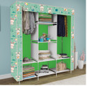 Etoly 8 Shelf Foldable Collapsible Wardrobe Storage Organizer Almirah Cloth Rack PC Collapsible Wardrobe (Finish Color - Cartoon Rabbit print (22), DIY(Do-It-Yourself))
