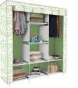 Etoly 8 Shelf Foldable Collapsible Wardrobe Storage Organizer Almirah Cloth Rack PC Collapsible Wardrobe (Finish Color - Leaf Print (25), DIY(Do-It-Yourself))