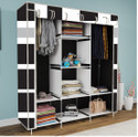Etoly 8 Shelf Foldable Collapsible Wardrobe Storage Organizer Almirah Cloth Rack PC Collapsible Wardrobe (Finish Color - French Door print Black (6), DIY(Do-It-Yourself))