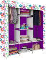 Etoly 8 Shelf Foldable Collapsible Wardrobe Storage Organizer Almirah Cloth Rack PC Collapsible Wardrobe (Finish Color - Mini Flower print (33), DIY(Do-It-Yourself))