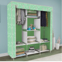 Etoly 8 Shelf Foldable Collapsible Wardrobe Storage Organizer Almirah Cloth Rack PC Collapsible Wardrobe (Finish Color - Bubbles print Green (5), DIY(Do-It-Yourself))