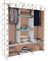 Etoly 8 Shelf Foldable Collapsible Wardrobe Storage Organizer Almirah Cloth Rack PC Collapsible Wardrobe (Finish Color - Dog Beige print (31), DIY(Do-It-Yourself))