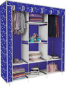 Etoly 8 Shelf Foldable Collapsible Wardrobe Storage Organizer Almirah Cloth Rack PC Collapsible Wardrobe (Finish Color - Christmas Print Blue (9), DIY(Do-It-Yourself))