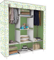 Etoly 8 Shelf Foldable Collapsible Wardrobe Storage Organizer Almirah Cloth Rack PC Collapsible Wardrobe (Finish Color - Leaf Print (25), DIY(Do-It-Yourself))