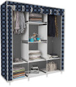 Etoly 8 Shelf Foldable Collapsible Wardrobe Storage Organizer Almirah Cloth Rack PC Collapsible Wardrobe (Finish Color - Curtain print Grey (1), DIY(Do-It-Yourself))