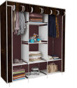 Etoly 8 Shelf Foldable Collapsible Wardrobe Storage Organizer Almirah Cloth Rack PC Collapsible Wardrobe (Finish Color - Wood print (15), DIY(Do-It-Yourself))