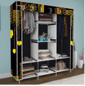 Etoly 8 Shelf Foldable Collapsible Wardrobe Storage Organizer Almirah Cloth Rack PC Collapsible Wardrobe (Finish Color - Premium Building Black (11), DIY(Do-It-Yourself))