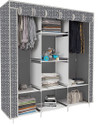 Etoly 8 Shelf Foldable Collapsible Wardrobe Storage Organizer Almirah Cloth Rack PC Collapsible Wardrobe (Finish Color - Cabinet print Grey (2), DIY(Do-It-Yourself))