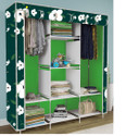 Etoly 8 Shelf Foldable Collapsible Wardrobe Storage Organizer Almirah Cloth Rack PC Collapsible Wardrobe (Finish Color - White Lily Print (19), DIY(Do-It-Yourself))