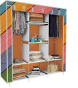 Etoly 8 Shelf Foldable Collapsible Wardrobe Storage Organizer Almirah Cloth Rack PC Collapsible Wardrobe (Finish Color - Colorful Wood print (16), DIY(Do-It-Yourself))