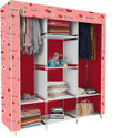 Etoly 8 Shelf Foldable Collapsible Wardrobe Storage Organizer Almirah Cloth Rack PC Collapsible Wardrobe (Finish Color - Cherry Red (10), DIY(Do-It-Yourself))